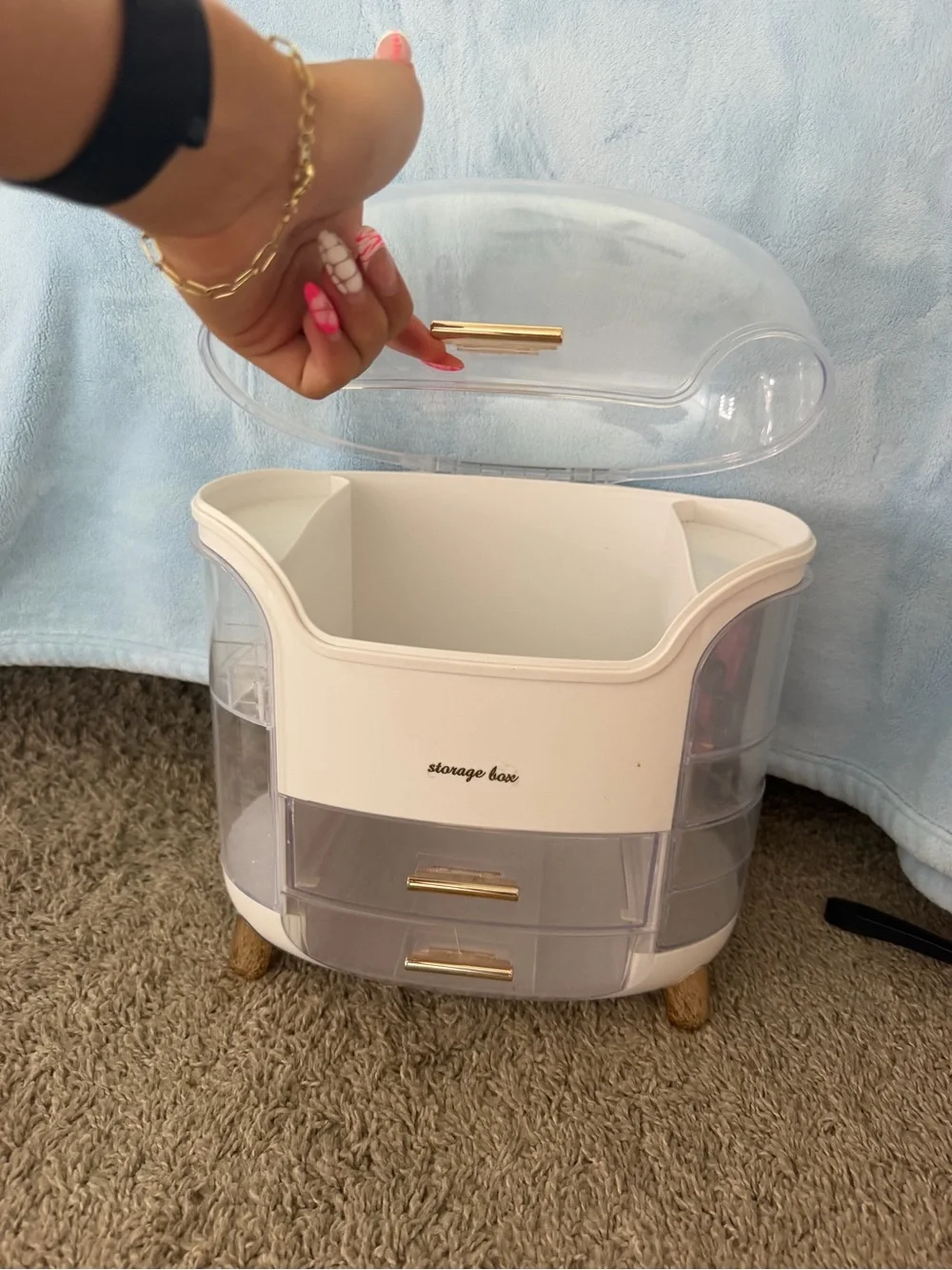 Brand Storage Box - White and Clear Cosmetic Organizer